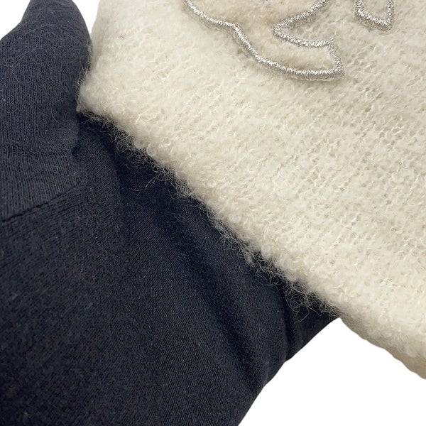 シャネル ニット帽 ココマーク カシミヤ シルク CHANEL 帽子 ニットキャップ 白