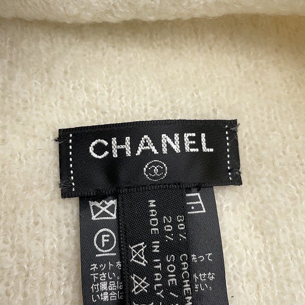 シャネル ニット帽 ココマーク カシミヤ シルク CHANEL 帽子 ニットキャップ 白