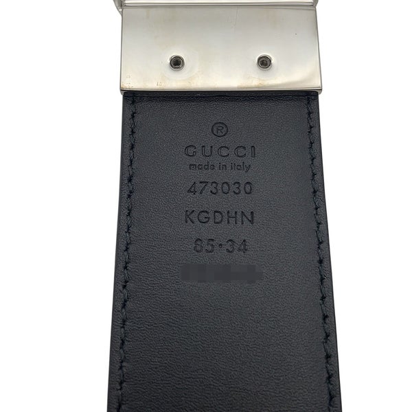 グッチ ベルト インターロッキングG GGスプリーム/レザー リバーシブル サイズ85 GUCCI ベルト 黒