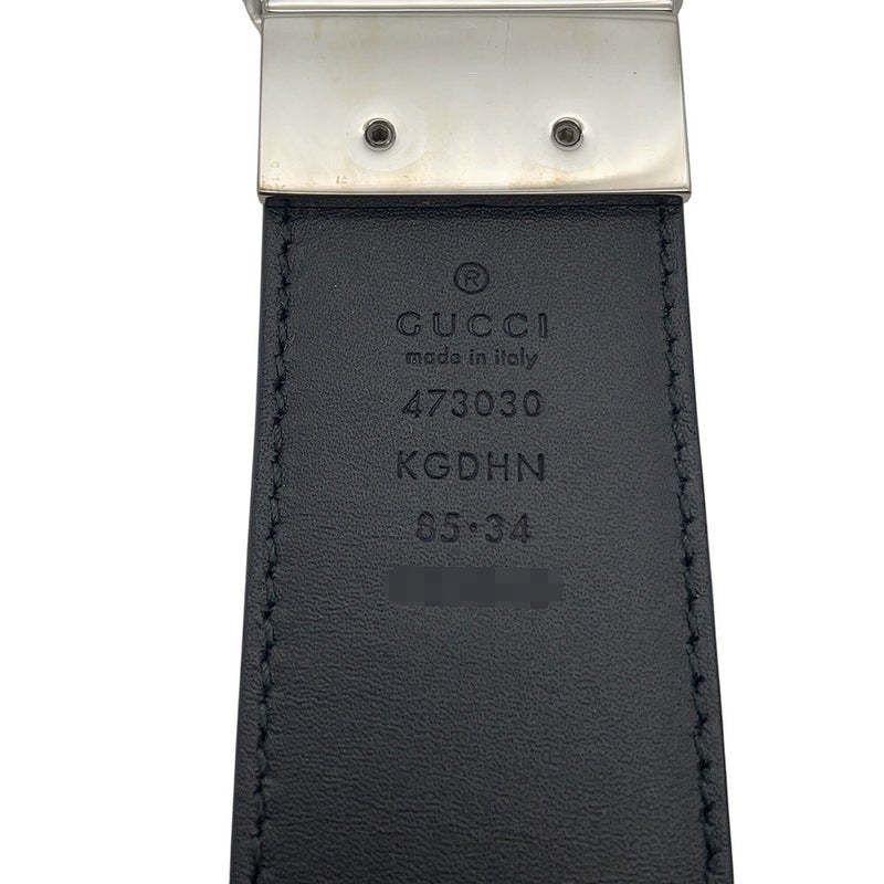 グッチ ベルト インターロッキングG GGスプリーム/レザー リバーシブル サイズ85 GUCCI ベルト 黒