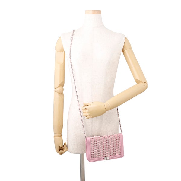 シャネル チェーンウォレット ボーイシャネル マトラッセ ココマーク レザー/ラインストーン A80287 CHANEL 財布