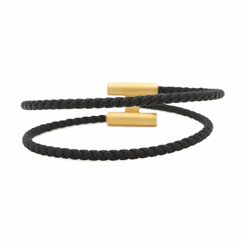 エルメス ブレスレット トゥルニ トレッセ ブラック/ゴールド金具 スイフト サイズT5 HERMES アクセサリー 黒
