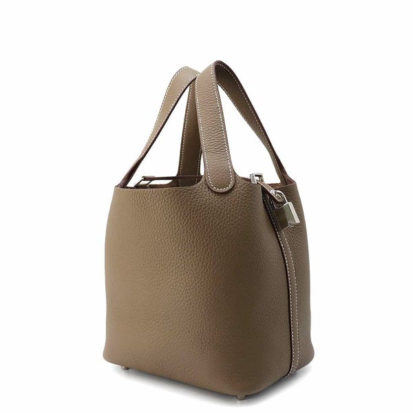 エルメス ハンドバッグ ピコタンロックPM エトゥープ/シルバー金具 トリヨンクレマンス K刻印