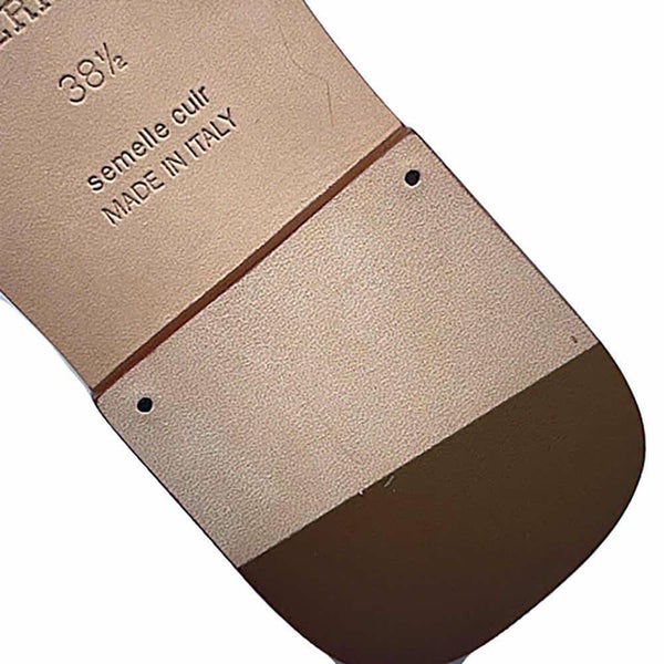 エルメス サンダル ガエル シェーヌダンクル刺繍 レザー レディースサイズ38 1/2 HERMES 靴 白