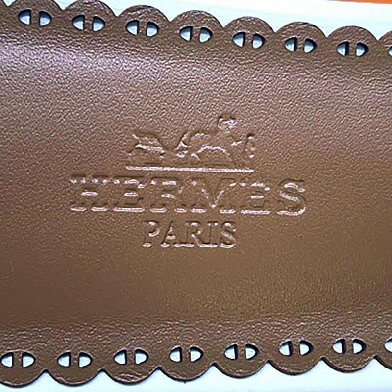 エルメス サンダル ガエル シェーヌダンクル刺繍 レザー レディースサイズ38 1/2 HERMES 靴 白