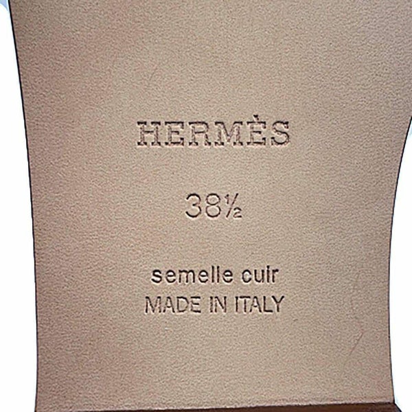 エルメス サンダル ガエル シェーヌダンクル刺繍 レザー レディースサイズ38 1/2 HERMES 靴 白