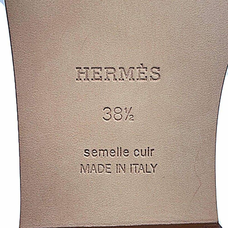 エルメス サンダル ガエル シェーヌダンクル刺繍 レザー レディースサイズ38 1/2 HERMES 靴 白