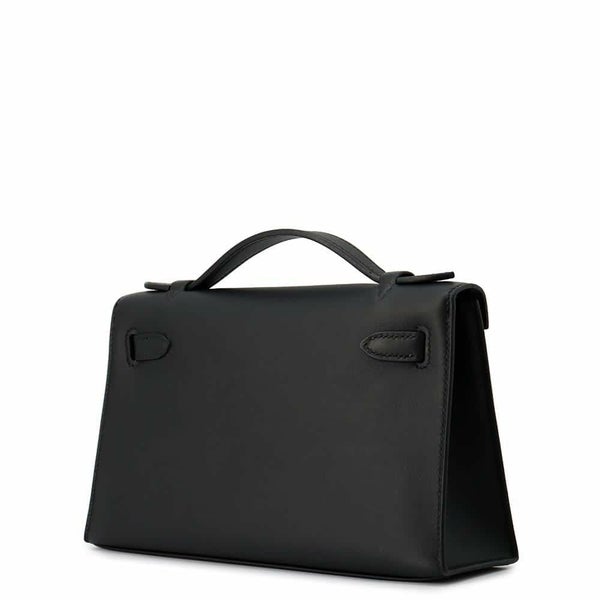 エルメス ハンドバッグ ポシェットケリー ブラック/ゴールド金具 スイフト HERMES W刻印 黒