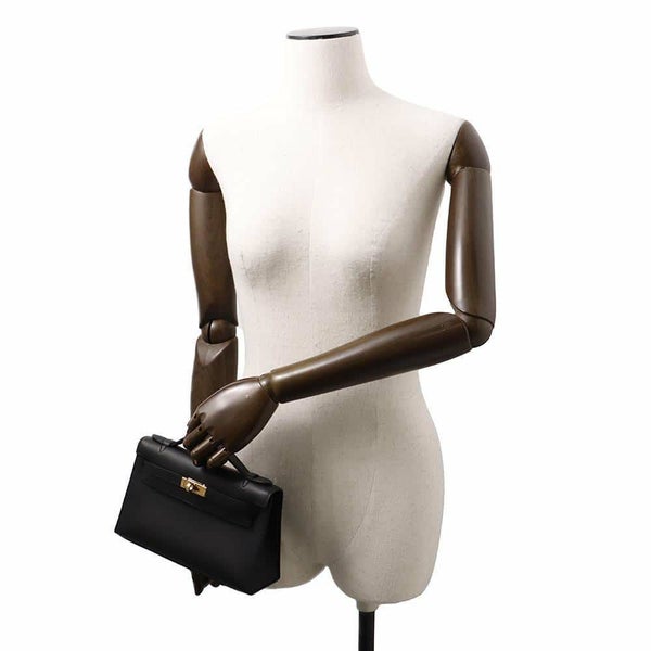 エルメス ハンドバッグ ポシェットケリー ブラック/ゴールド金具 スイフト HERMES W刻印 黒