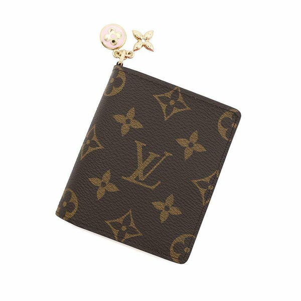 ルイヴィトン 二つ折り財布 モノグラム ポケットウォレット・LV チャーム M14718 コットンキャンディピンク