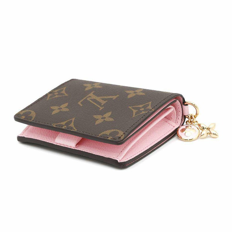 ルイヴィトン 二つ折り財布 モノグラム ポケットウォレット・LV チャーム M14718 コットンキャンディピンク