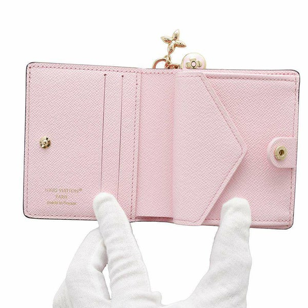 ルイヴィトン 二つ折り財布 モノグラム ポケットウォレット・LV チャーム M14718 コットンキャンディピンク