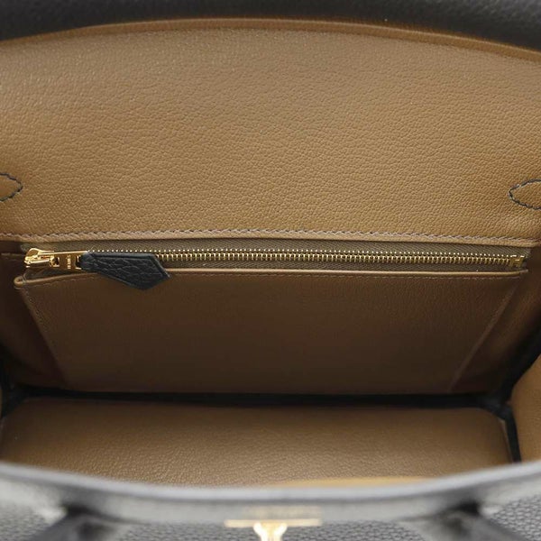 エルメス バーキン25 ヴェルソ ブラック/ツンドラ/ゴールド金具 トゴ W刻印 HERMES Birkin ハンドバッグ 黒