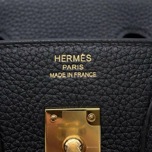 エルメス バーキン25 ヴェルソ ブラック/ツンドラ/ゴールド金具 トゴ W刻印 HERMES Birkin ハンドバッグ 黒