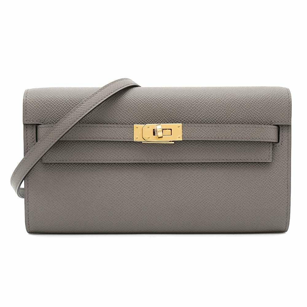 エルメス ケリーウォレット ロング トゥーゴー エタン/ゴールド金具