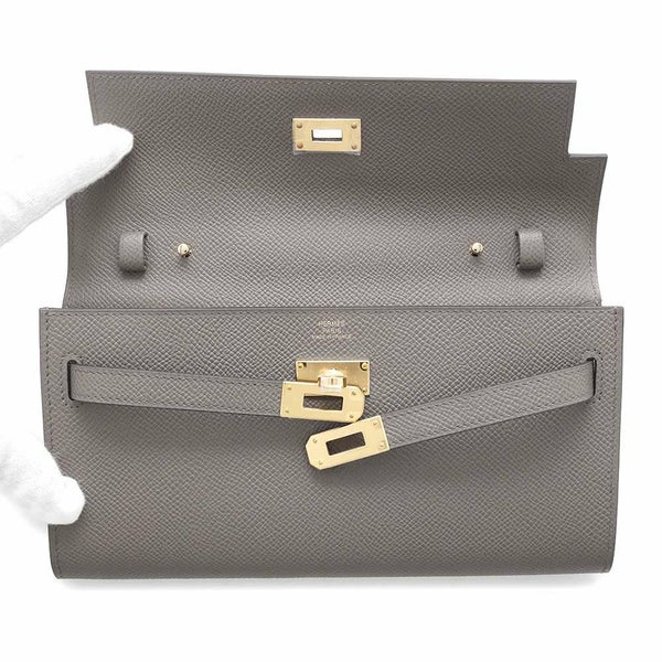 エルメス ケリーウォレット ロング トゥーゴー エタン/ゴールド金具 エプソン K刻印 HERMES
