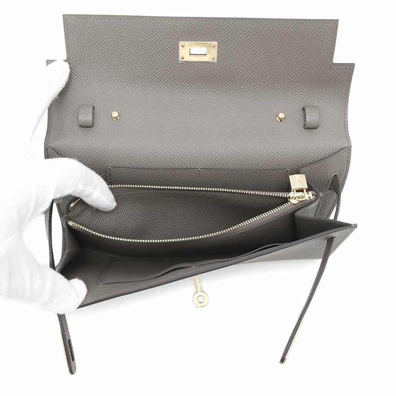 エルメス ケリーウォレット ロング トゥーゴー エタン/ゴールド金具 エプソン K刻印 HERMES