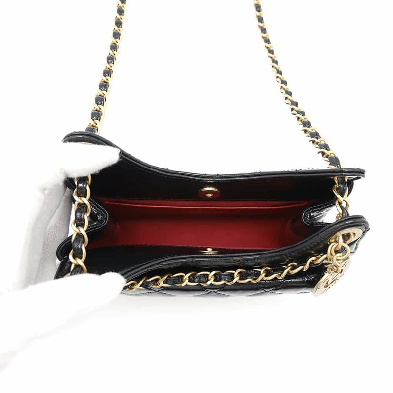 シャネル チェーンショルダーバッグ マトラッセ ココマーク ホーボー カーフスキン AS4323 CHANEL バッグ 黒