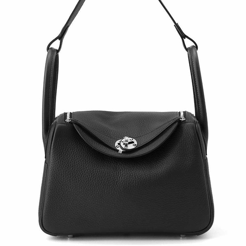 エルメス ハンドバッグ リンディ26 ブラック/シルバー金具 トリヨンクレマンス K刻印 2wayショルダー 黒