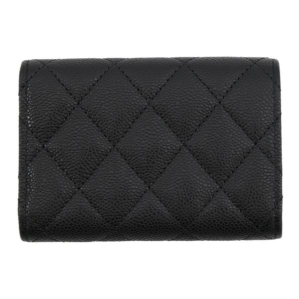 シャネル 三つ折り財布 マトラッセ ココマーク クラシック スモール フラップ ウォレット キャビアスキン AP0230 CHANEL 財布 黒