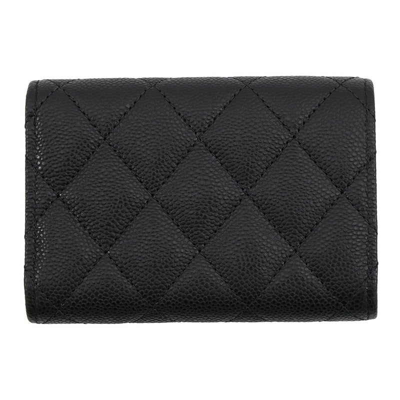 シャネル 三つ折り財布 マトラッセ ココマーク クラシック スモール フラップ ウォレット キャビアスキン AP0230 CHANEL 財布 黒