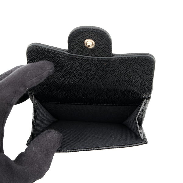 シャネル 三つ折り財布 マトラッセ ココマーク クラシック スモール フラップ ウォレット キャビアスキン AP0230 CHANEL 財布 黒