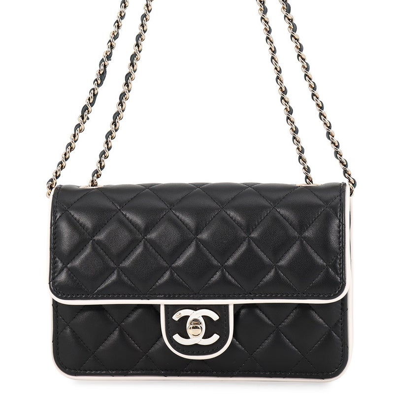 シャネル チェーンウォレット マトラッセ ココマーク Wチェーン ラムスキン AP4511 CHANEL 財布 黒
