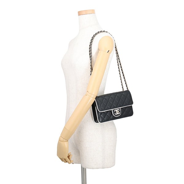 シャネル チェーンウォレット マトラッセ ココマーク Wチェーン ラムスキン AP4511 CHANEL 財布 黒