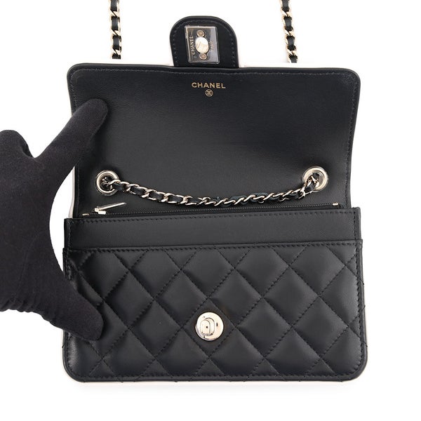 シャネル チェーンウォレット マトラッセ ココマーク Wチェーン ラムスキン AP4511 CHANEL 財布 黒