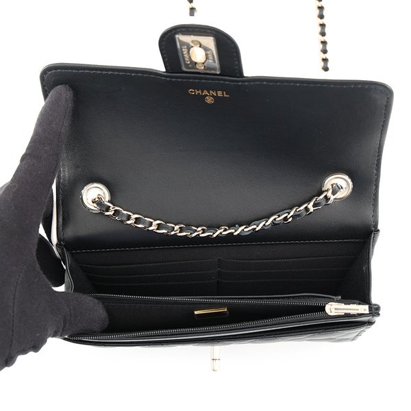 シャネル チェーンウォレット マトラッセ ココマーク Wチェーン ラムスキン AP4511 CHANEL 財布 黒