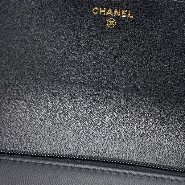シャネル チェーンウォレット マトラッセ ココマーク Wチェーン ラムスキン AP4511 CHANEL 財布 黒