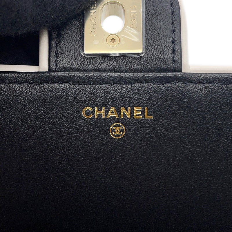 シャネル チェーンウォレット マトラッセ ココマーク Wチェーン ラムスキン AP4511 CHANEL 財布 黒