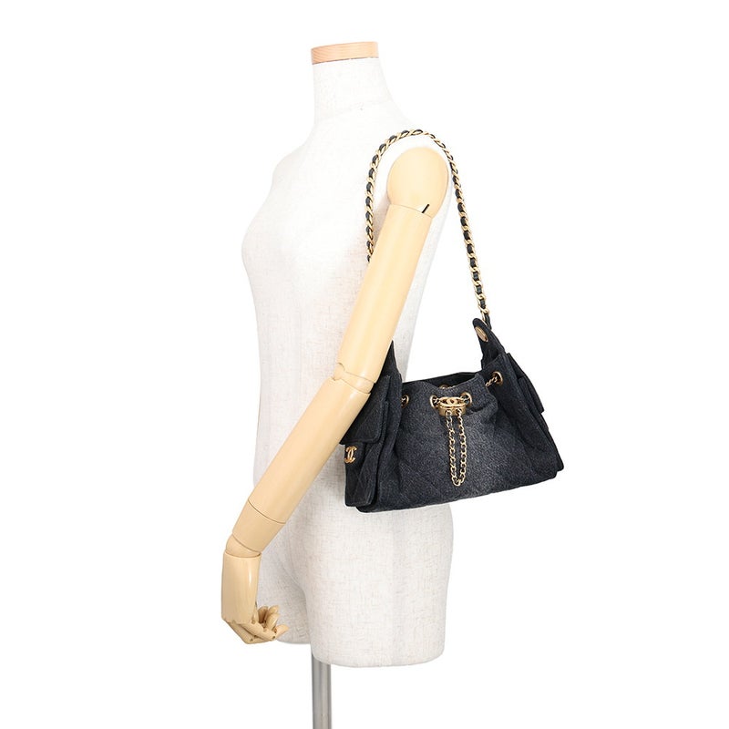 シャネル チェーンショルダーバッグ CHANEL25 ミニ ココマーク ワンショルダー デニム AS5631 CHANEL 黒