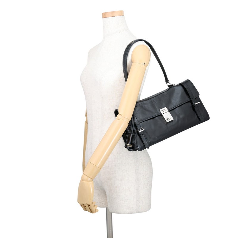 プラダ ハンドバッグ ロゴ レザー 1BN026 PRADA 2wayショルダーバッグ 黒
