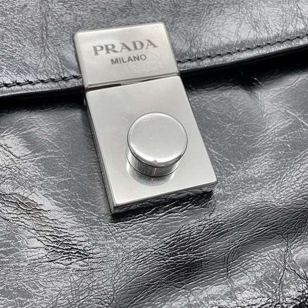 プラダ ハンドバッグ ロゴ レザー 1BN026 PRADA 2wayショルダーバッグ 黒
