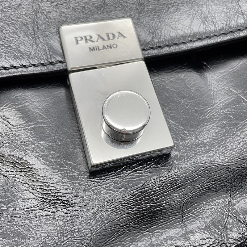 プラダ ハンドバッグ ロゴ レザー 1BN026 PRADA 2wayショルダーバッグ 黒