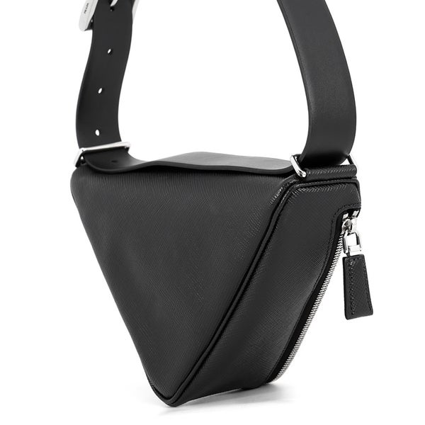 プラダ ショルダーバッグ トライアングル ロゴ サフィアーノレザー 2VL039 PRADA ボディバッグ  黒
