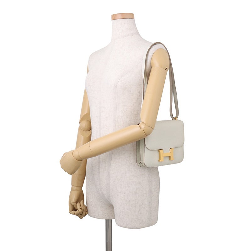 エルメス ミニ コンスタンス3 ミロワール ヴェルソ マッシュルーム/チャイ/ゴールド金具 シェブルミゾル B刻印 シェーブル