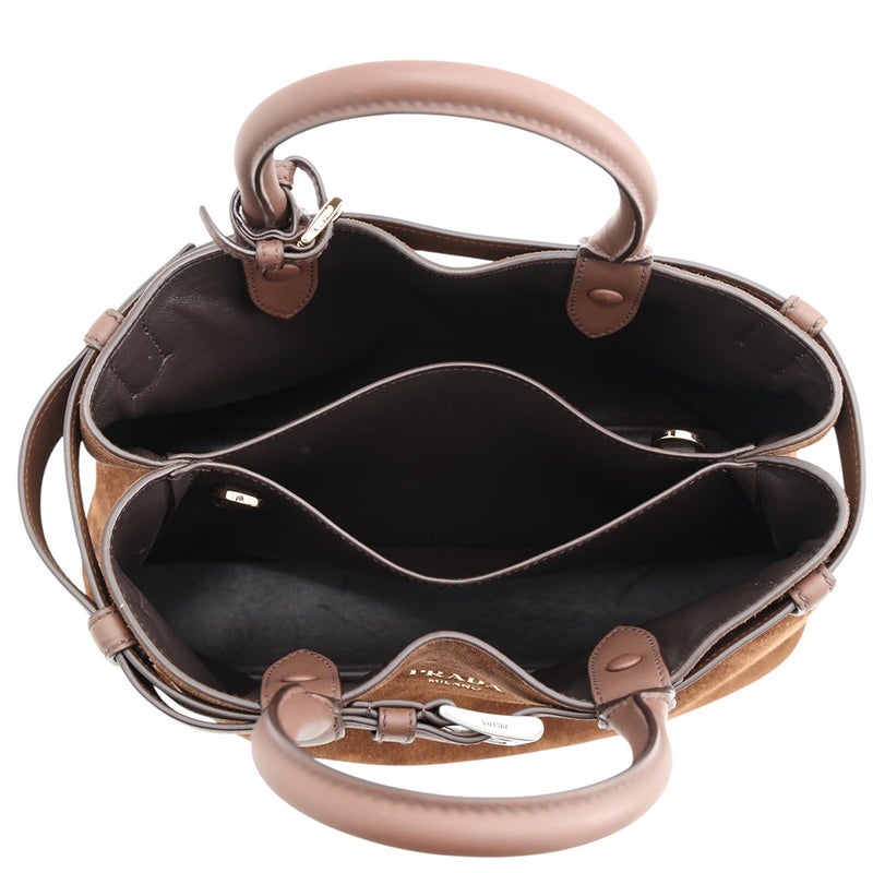 プラダ ハンドバッグ バックル ミディアム ロゴ スエード 1BA434 PRADA 2wayショルダーバッグ