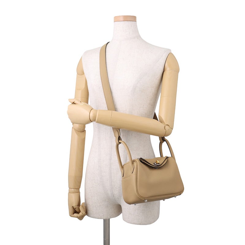 エルメス ハンドバッグ リンディ ミニ プシエール/エレクトラム金具 スイフト K刻印 HERMES バッグ 2wayショルダーバッグ