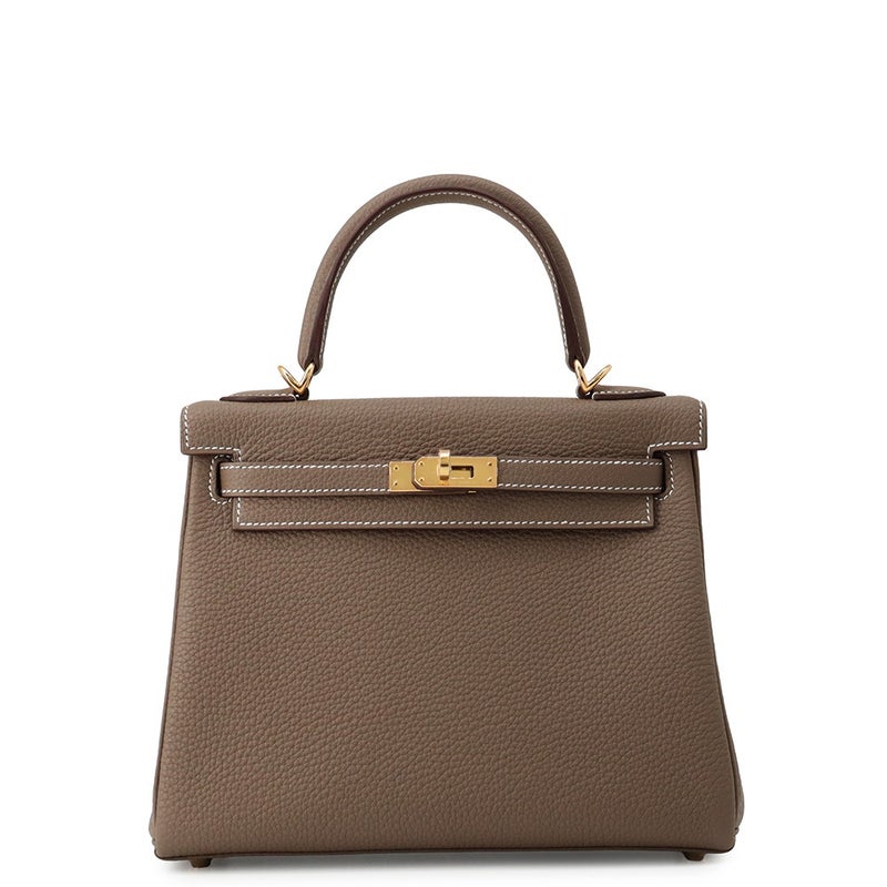 エルメス ハンドバッグ ケリー25 内縫い エトゥープ/ゴールド金具 トゴ G刻印 HERMES Kelly ２wayショルダー
