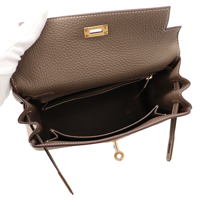 エルメス ハンドバッグ ケリー25 内縫い エトゥープ/ゴールド金具 トゴ G刻印 HERMES Kelly ２wayショルダー