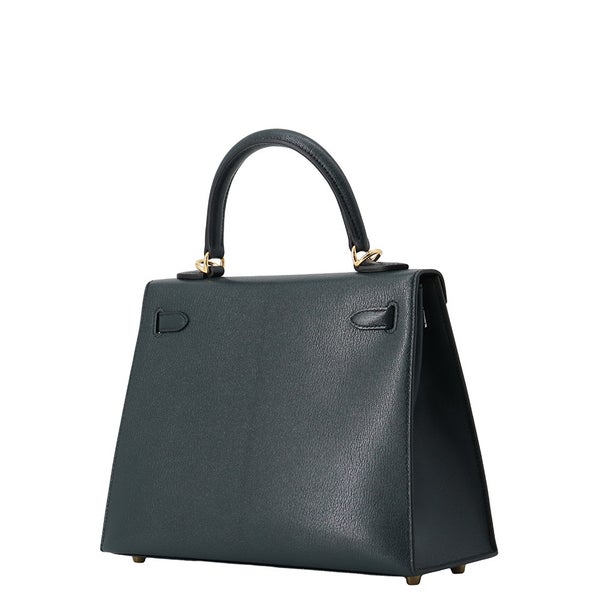 エルメス ハンドバッグ ケリー25 外縫い ヴェールルソー/ゴールド金具 シェブルシャムキラ G刻印 2wayショルダー
