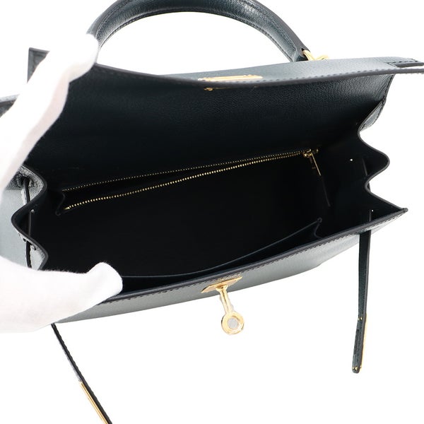 エルメス ハンドバッグ ケリー25 外縫い ヴェールルソー/ゴールド金具 シェブルシャムキラ G刻印 2wayショルダー