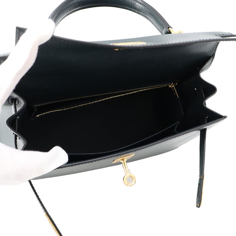 エルメス ハンドバッグ ケリー25 外縫い ヴェールルソー/ゴールド金具 シェブルシャムキラ G刻印 2wayショルダー