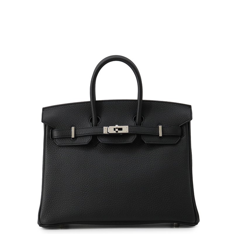 エルメス バーキン25 ブラック/シルバー金具 トゴ Y刻印 HERMES Birkin ハンドバッグ 黒