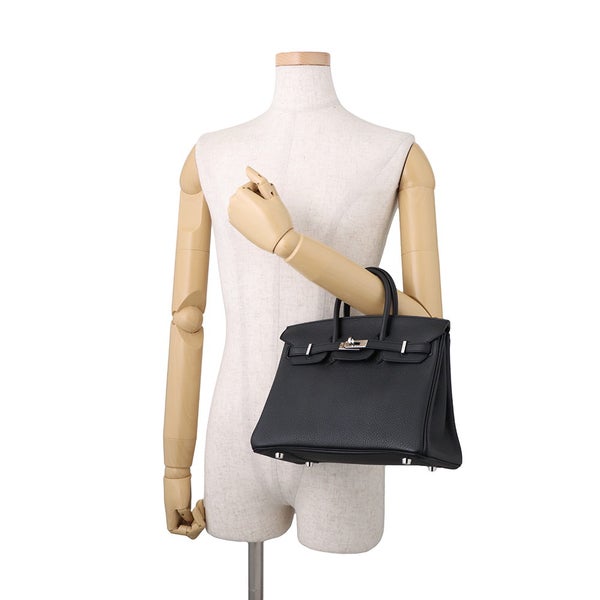 エルメス バーキン25 ブラック/シルバー金具 トゴ Y刻印 HERMES Birkin ハンドバッグ 黒