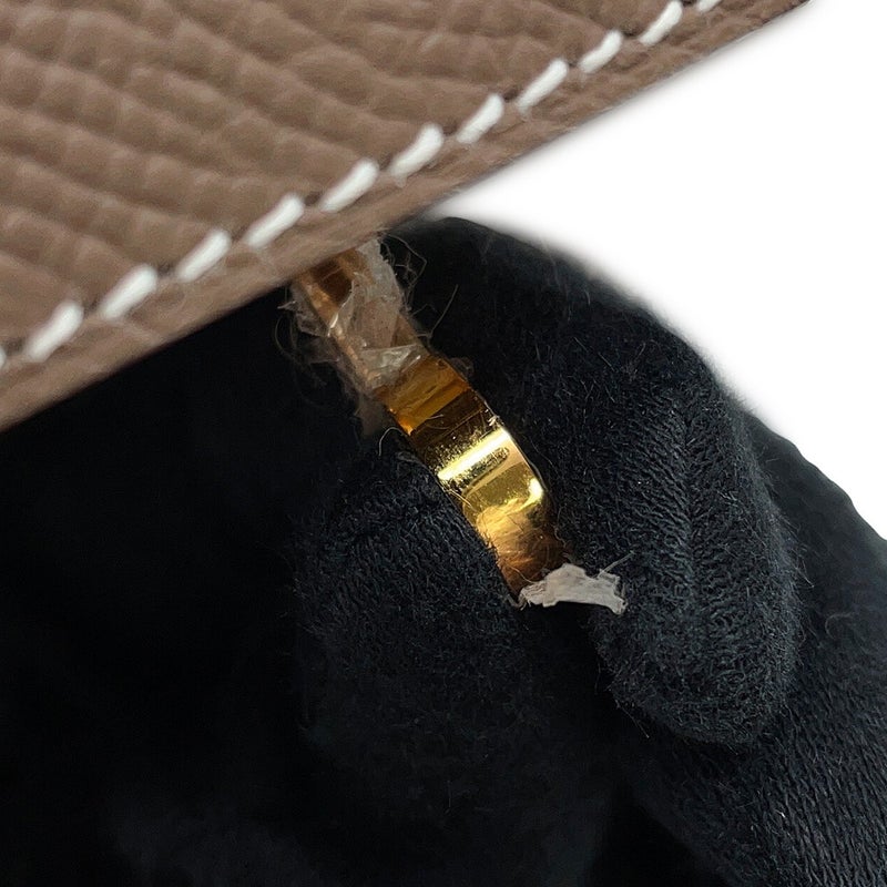 エルメス ハンドバッグ ケリー25 外縫い エトゥープ/ゴールド金具 エプソン G刻印 HERMES Kelly 2wayバッグ
