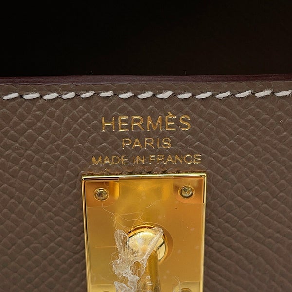 エルメス ハンドバッグ ケリー25 外縫い エトゥープ/ゴールド金具 エプソン G刻印 HERMES Kelly 2wayバッグ