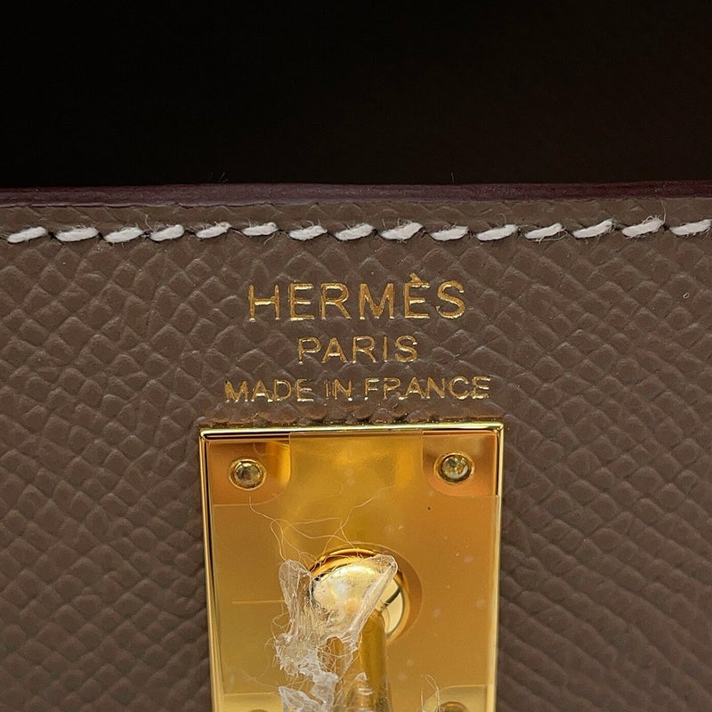 エルメス ハンドバッグ ケリー25 外縫い エトゥープ/ゴールド金具 エプソン G刻印 HERMES Kelly 2wayバッグ